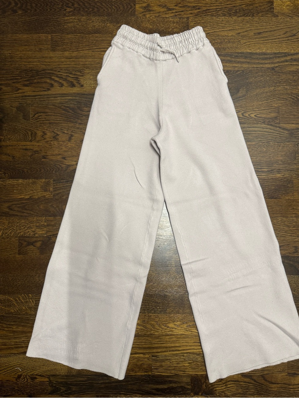 Zara Women’s Wide-Leg Elastic Waist Sweatpants in Beige, Size: S